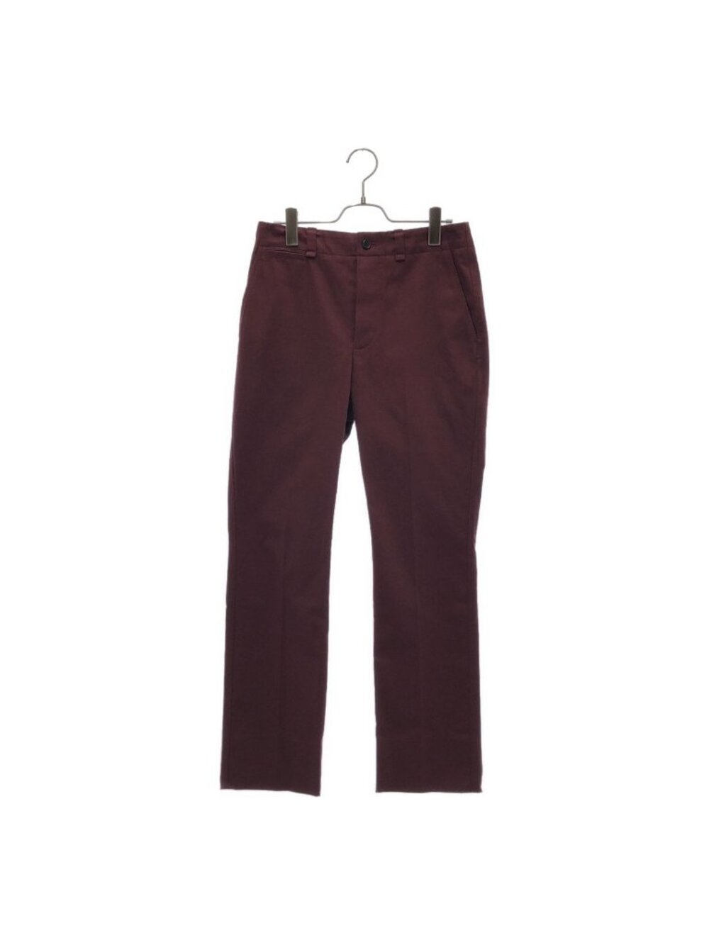 Saint Laurent Paris Cotton Straight Pants Burgundy 36
